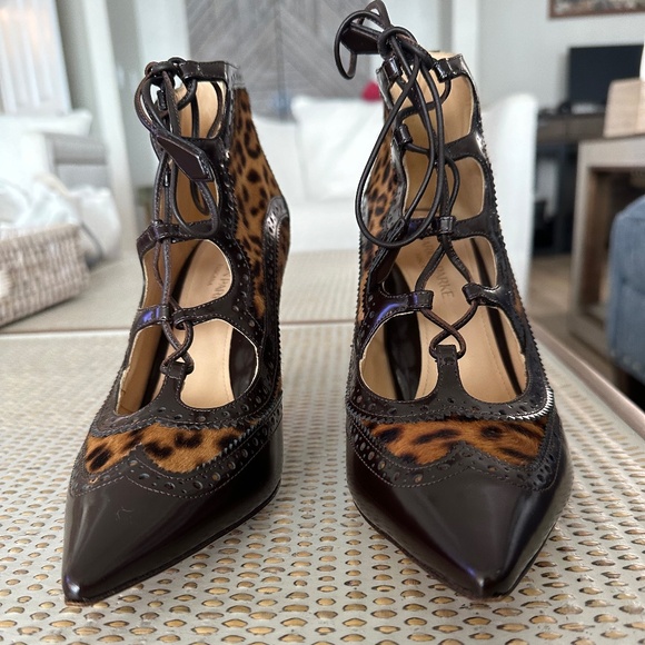 Marion Parke “Miki” Leopard Bootie Heels Size 39 - Picture 2 of 5